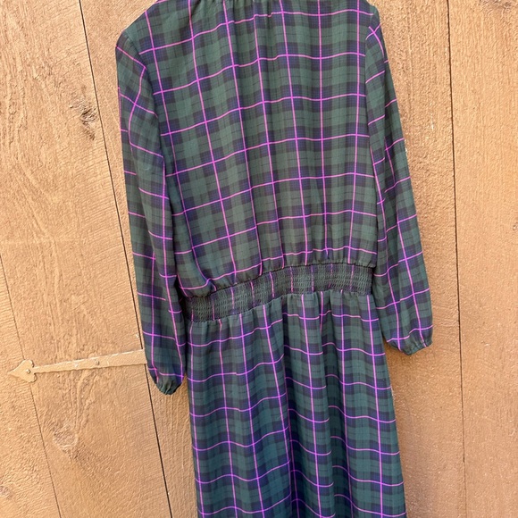 J. Crew Dress Plaid Holiday Women’s Large Chiffon Elastic Waist - Picture 4 of 4